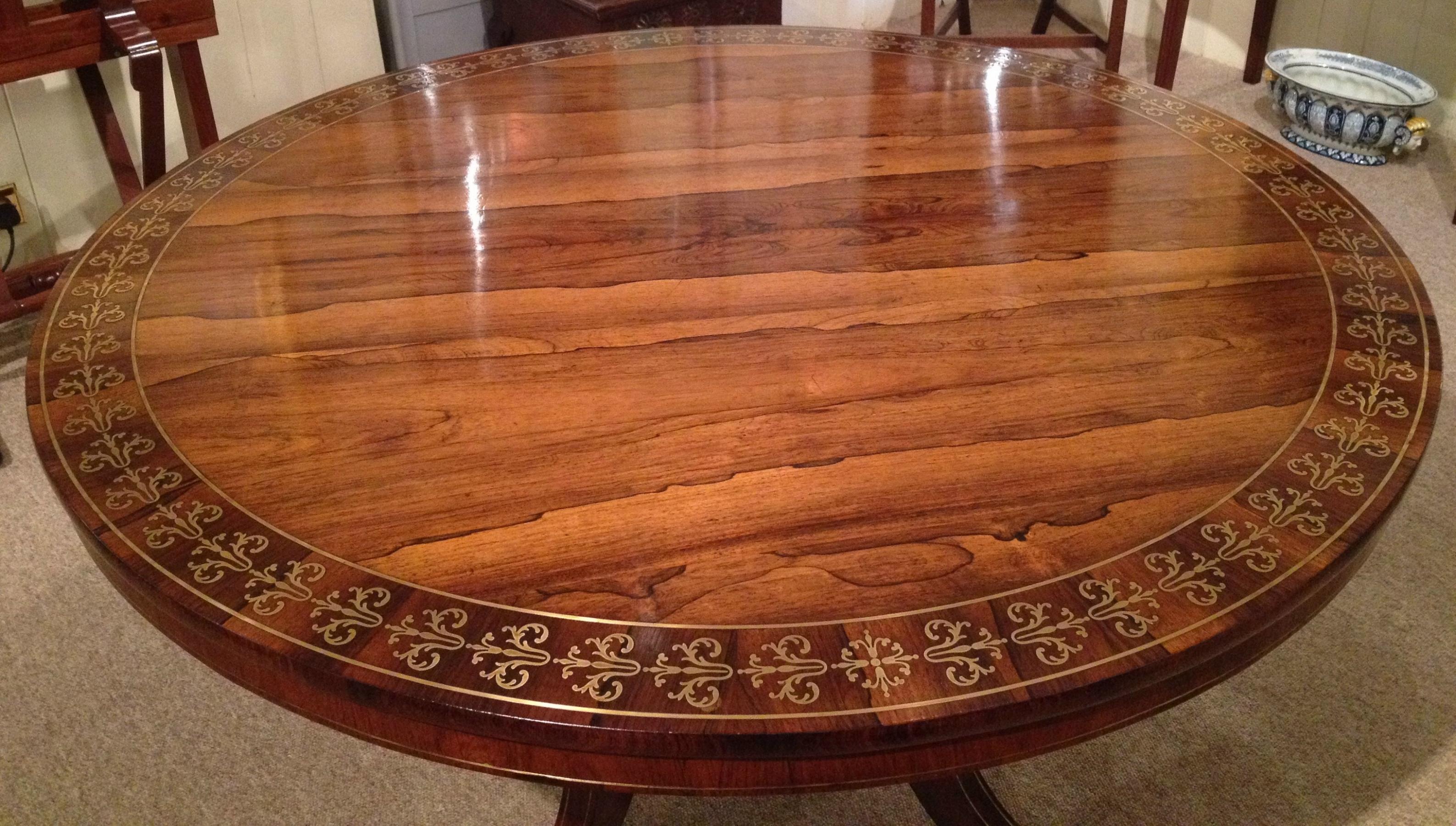 Very Fine Regency Brass inlaid Rosewood Table Domani Devon
